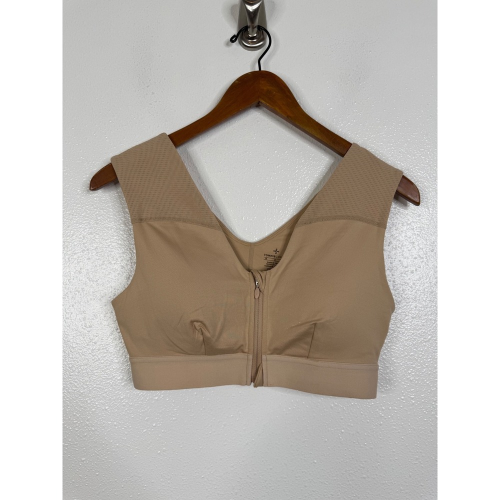 Tommie Copper Womens Shoulder Support Zip Front Bra Tan Nude Posture Size Medium